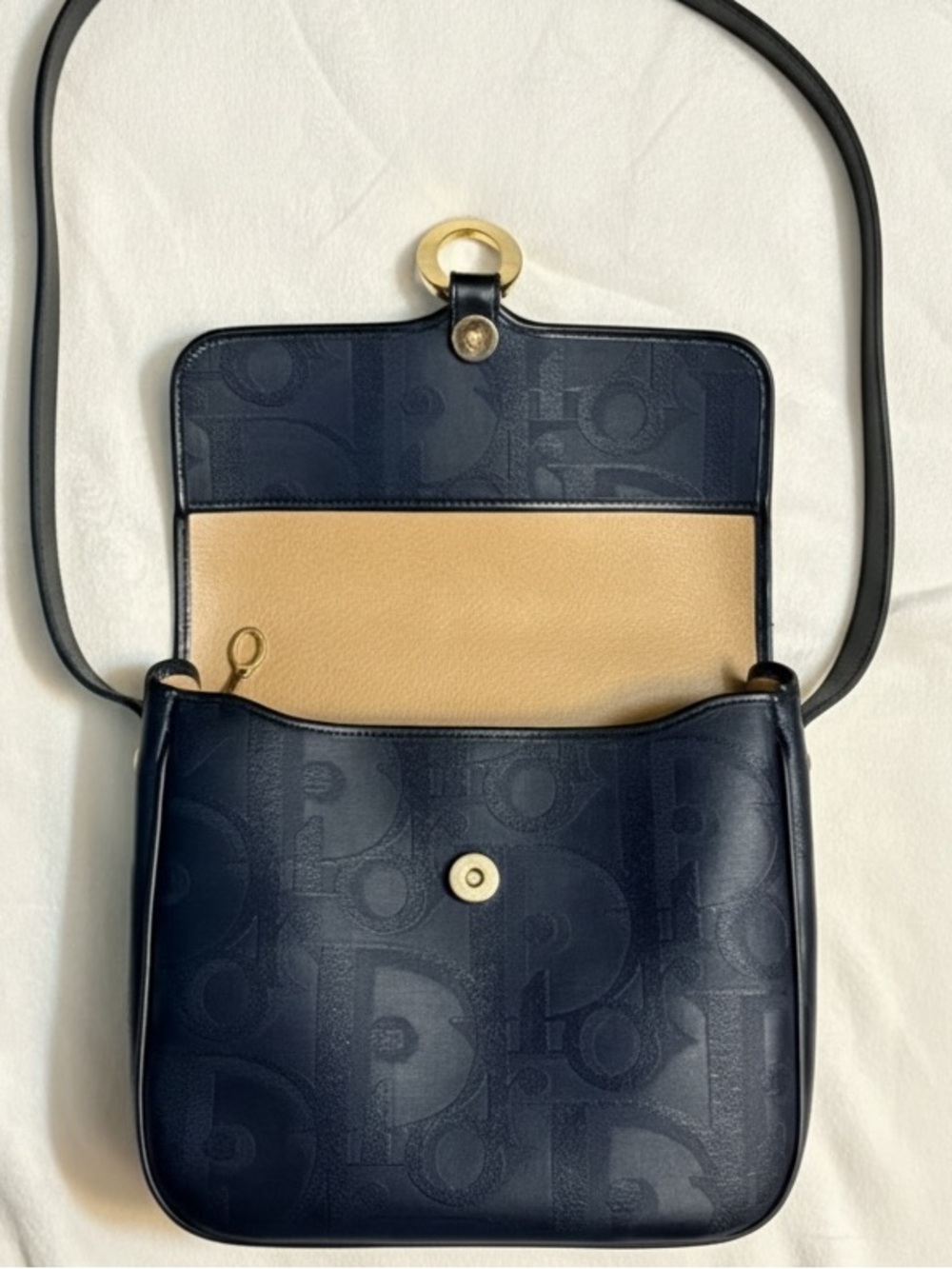 Rare Vintage Christian Dior Navy Oblique Monogram Jacquard Shoulder Bag w/ COA✨ - Picture 4 of 9